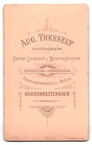 Fotografie Aug. Tresselt, Grossbreitenbach /Thüringen, Portrait vier Mädchen in modischen Kleidern