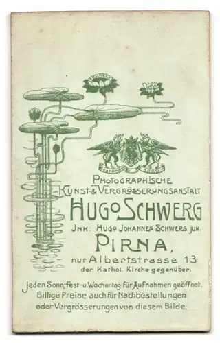 Fotografie Hugo Schwerg, Pirna, Albertstrasse 13, Portrait junger Herr in modischer Kleidung