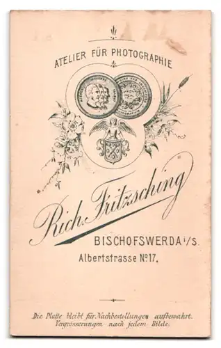 Fotografie Rich. Fritzsching, Bischofswerda i /S., Albertstrasse 17, Portrait junger Herr im Anzug mit Fliege