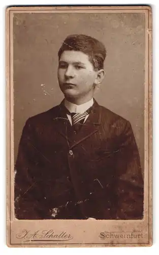 Fotografie J. A. Schaller, Schweinfurt a. Main, Portrait junger Herr im Anzug mit Krawatte