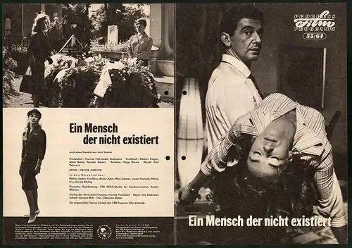 Filmprogramm PFP Nr. 53 /64, Ein Mensch der nicht existiert, Miklos Gabor, Eva Vass, Regie: Viktor Gertler