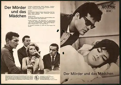 Filmprogramm PFP Nr. 12 /64, Der Mörder und das Mädchen, Ewa Krzyzewska, Zbigniew Cybulski, Regie: Janusz Nasfeter