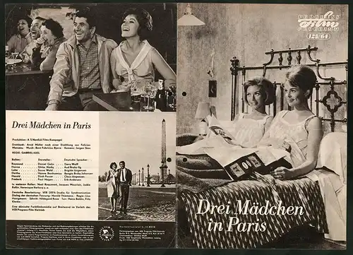 Filmprogramm PFP Nr. 125 /64, Drei Mädchen in Paris, Daniel Gelin, Ghita Norby, Regie: Gabriel Axel
