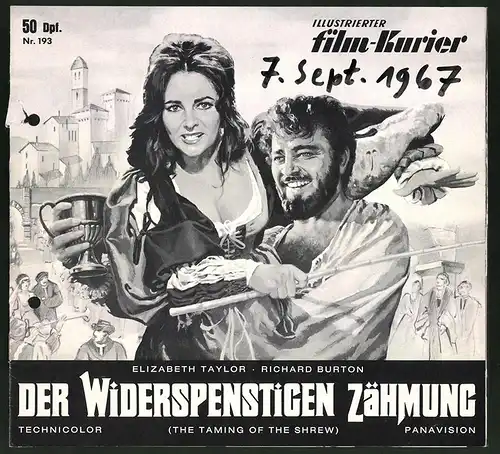 Filmprogramm IFK Nr. 193, Der Widerspenstigen Zähmung, Elizabeth Taylor, Richard Burton, Regie: Franco Zeffirelli