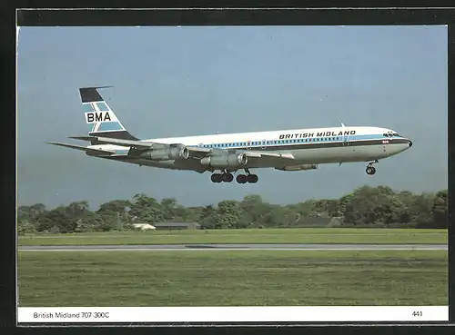 AK British Midland 707-300C beim Landeversuch