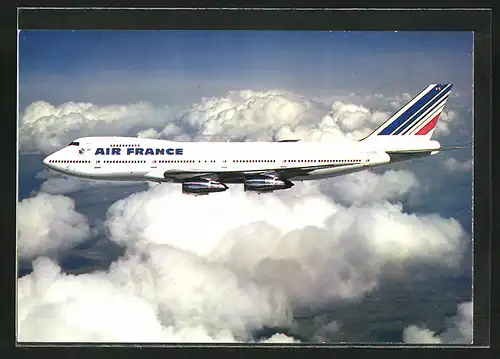 AK Air France, Flugzeug Boeing 747 über den Wolken
