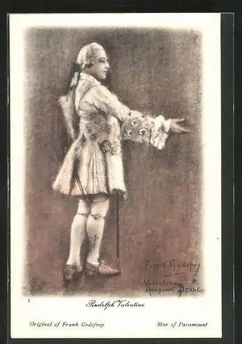 AK Schauspieler Rudolpho Valentino in barocker Kleidung