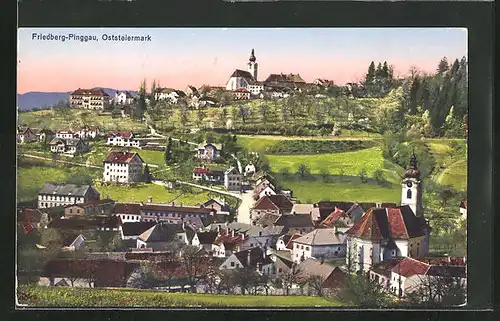 AK Friedberg-Pinggau /Oststeiermark, Teilansicht mit Kirche