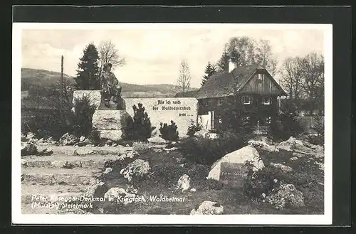 AK Krieglach, Peter Rosegger-Denkmal, Waldheimat, Mürztal