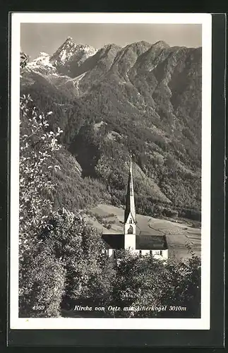 AK Oetz, Kirche mit Acherkogel