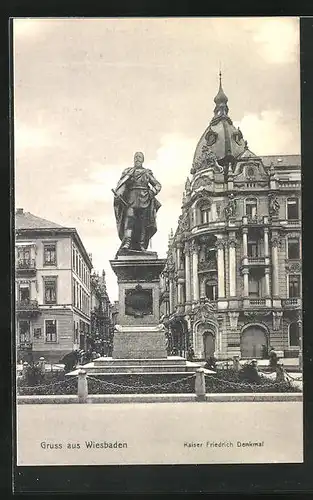 AK Wiesbaden, Blick auf das Kaiser Friedrich-Denkmal