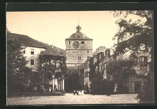 AK Heidelberg, Schloss Heidelberg, Wartturm, Ludwigsbau und Ruprechtsbau