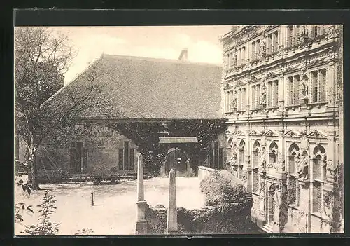 AK Heidelberg, Partie vom Friedrichsbau und Bandhaus