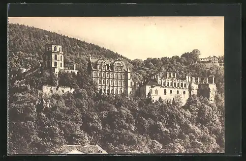 AK Heidelberg, Schloss v. d. Hirschgasse gesehen