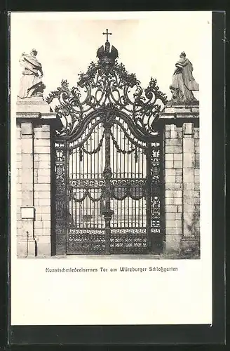 AK Würzburg, Schlossgarten, Kunstschmiedeeisernes Tor