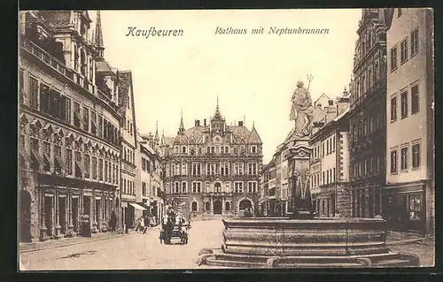 AK Kaufbeuren, Rathaus und Neptunbrunnen
