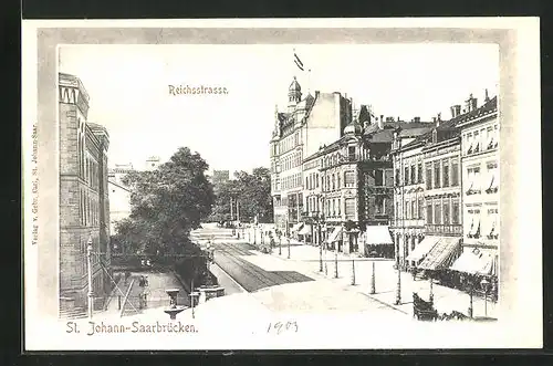 AK Saarbrücken-St. Johann, Blick in die Reichsstrasse