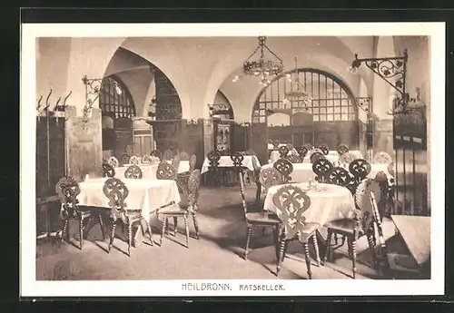 AK Heilbronn, Gasthaus Ratskeller, Innenansicht
