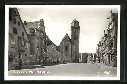 AK Donauwörth, obere Reichstrasse mit Gasthaus z. gold. Lamm