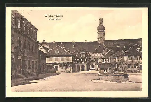 AK Weikersheim, Marktplatz mit Brunnen