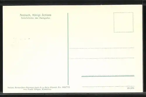 AK Ansbach, Schlafzimmer des Markgrafen im Kgl. Schloss