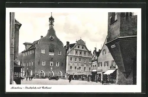 AK Abensberg, Stadtplatz mit Rathaus