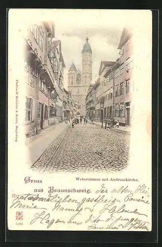 AK Braunschweig, Weberstrasse mit Andreaskirche
