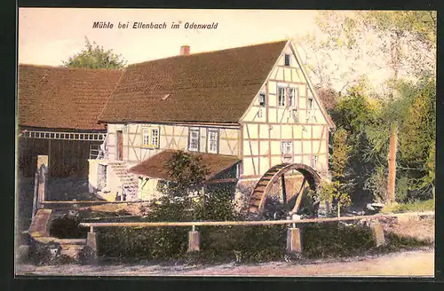 AK Ellenbach i. Odenwald, Mühle mit Gutshaus u. Wasserrad