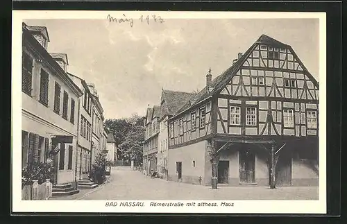 AK Bad Nassau, Römerstrasse mit althess. Haus