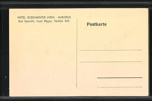 AK Sassnitz / Rügen, Hotel Geschwister Koch
