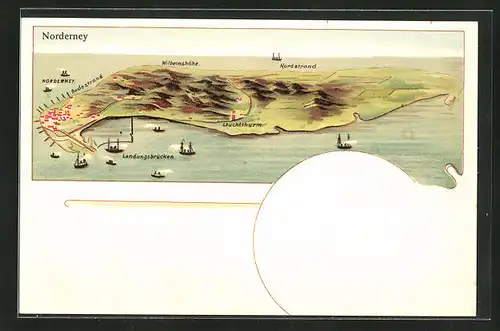 Lithographie Norderney, Panorama