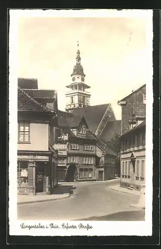 AK Langensalza i. Thür., Erfurter Strasse mit Geschäften