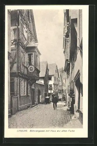 AK Limburg, Böhmergasse-Strasse mit Haus zur alten Farbe