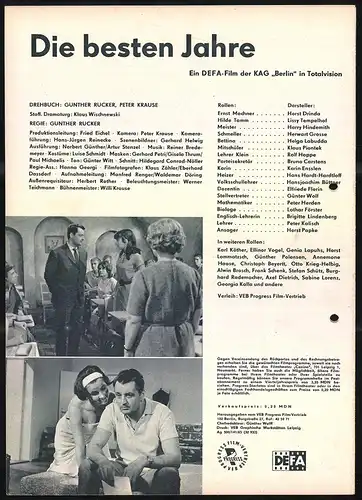 Filmprogramm PFP Nr. 88 /65, Die besten Jahre, Horst Drinda, Lissy Tempelhof, Regie: Günther Rücker