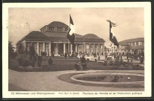 AK Bern, Schweiz. Landes-Ausstellung 1914, Wehrwesen und Bildungswesen