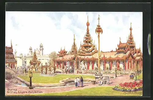 Künstler-AK London-Wembley, British Empire Exhibition, The Burma Building