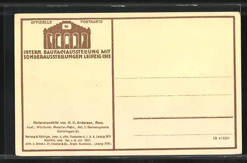 AK Leipzig, Internationale Baufachausstellung mit Sonderausstellungen 1913, Reiterstandbild