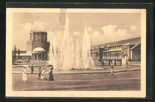 AK Leipzig, Internationale Baufachausstellung mit Sonderausstellungen 1913, Leuchtspringbrunnen