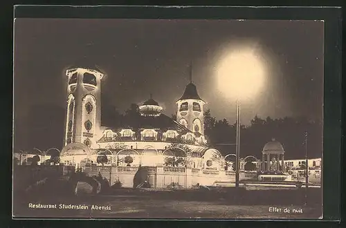 AK Bern, Schweizerische Landesausstellung 1914, Restaurant Studerstein Abends