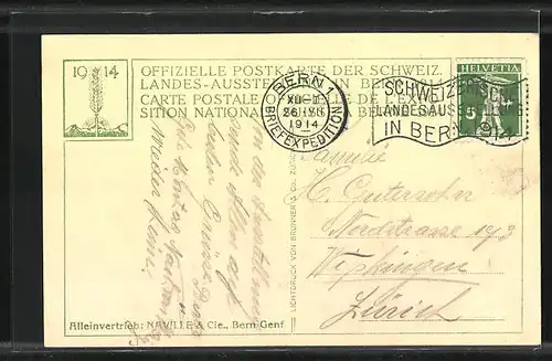 AK Bern, Schweizerische Landesausstellung 1914, Schokolade-Industrie