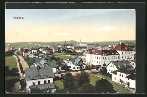 AK Kratzau, Teilansicht der Ortschaft