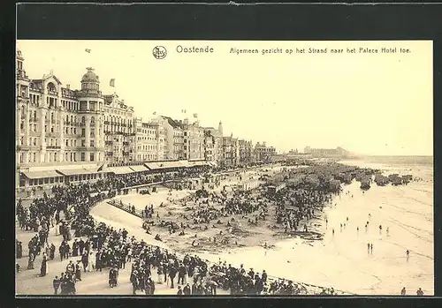 AK Oostende, Algemen gezicht op het Strand naar het Palace Hotel toe