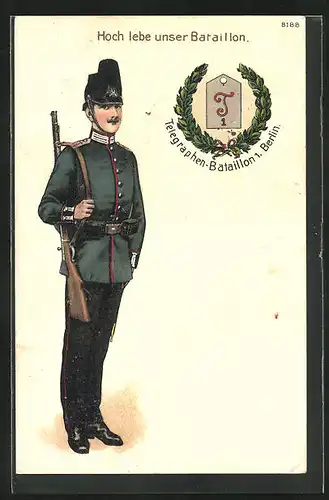 AK Berlin, Telegraphen-Bataillon 1. Berlin, Soldat in Uniform