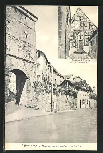 AK Wimpfen a. Neckar, Partie am Hohenstaufentor, Haus d. Bürgermeisters