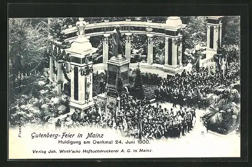 AK Mainz, Gutenberg-Feier, Huldigung am Denkmal 24.6.1900