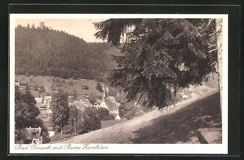 AK Bad Teinach, Ortsansicht mit Ruine Zavelstein