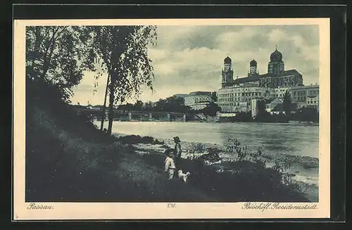 AK Passau, Bischöfl. Residenzstadt, Blick über die Donau