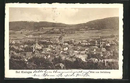 AK Bad Kissingen, Blick vom Staffelsberg auf den Ort