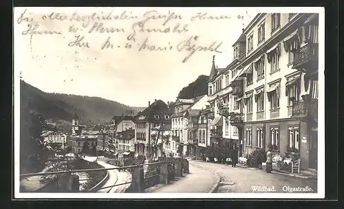 AK Wildbad, Olgastrasse mit Anwohnern