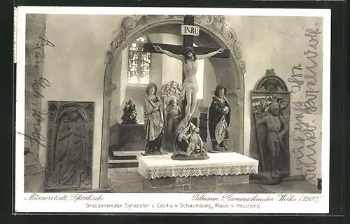 AK Münnerstadt, Pfarrkirche, Tilmann Riemenschneider-Werke 1500, Grabdenkmäler Sylvester u. Cecilia v. Schaumburg